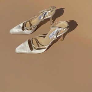 SOLD Vintage Jimmy Choo Satin slingback pumps